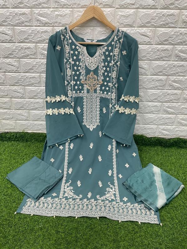 Laxuria Trendz 1194 Faux Georgette Kurti With Bottom Dupatta